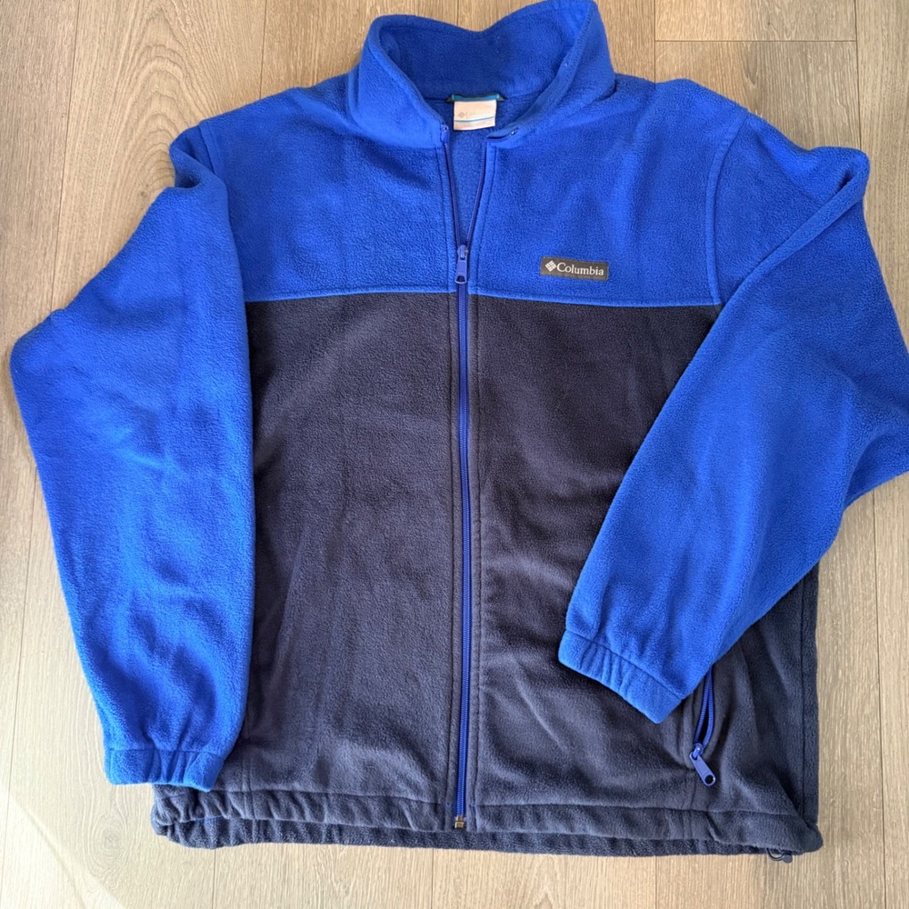 Columbia Men's Fleece Jacket Blue Black Full‎ Zip Size XL